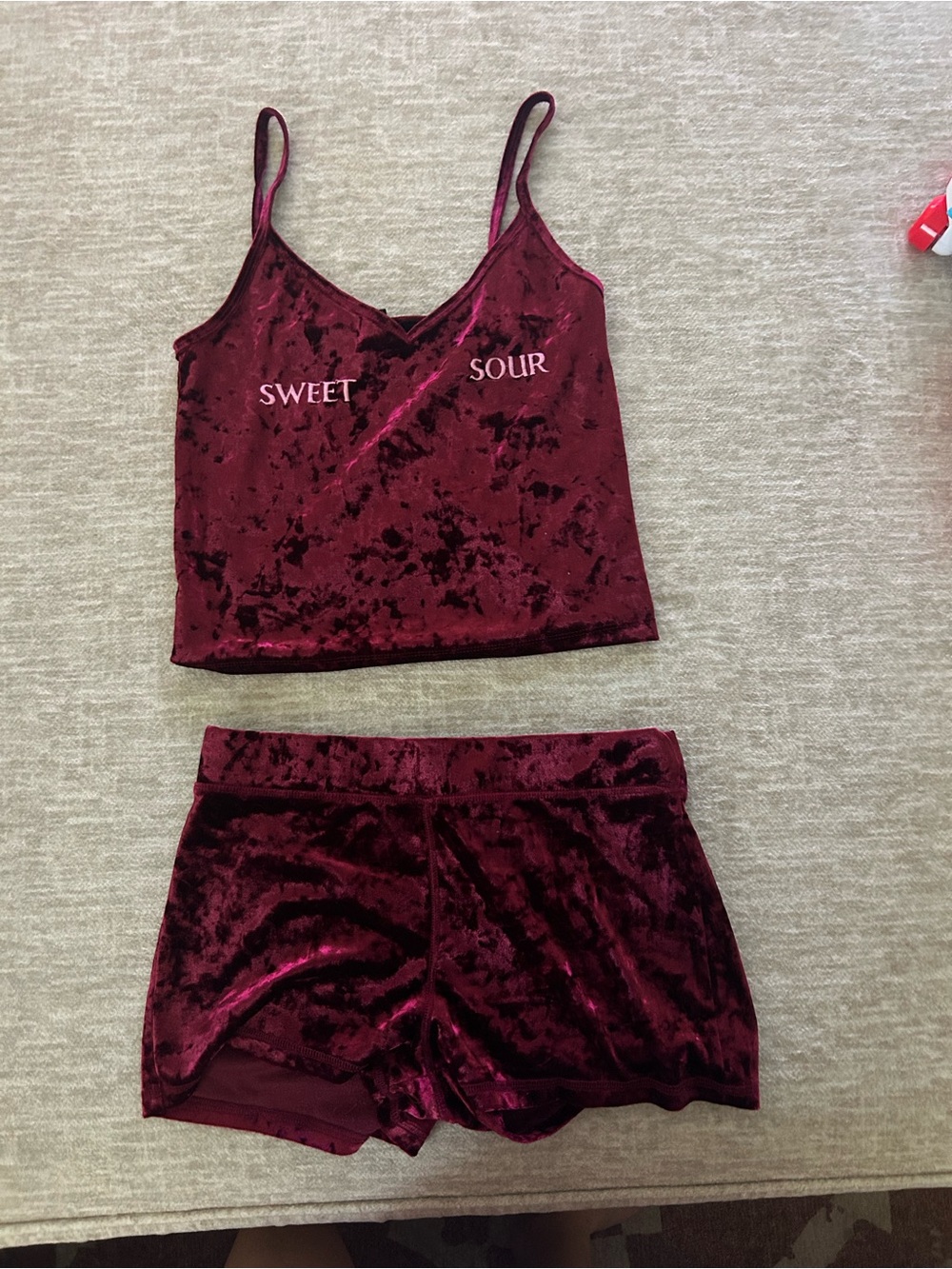 Forever 21 Velvet Cami & Shorts Set - Burgundy